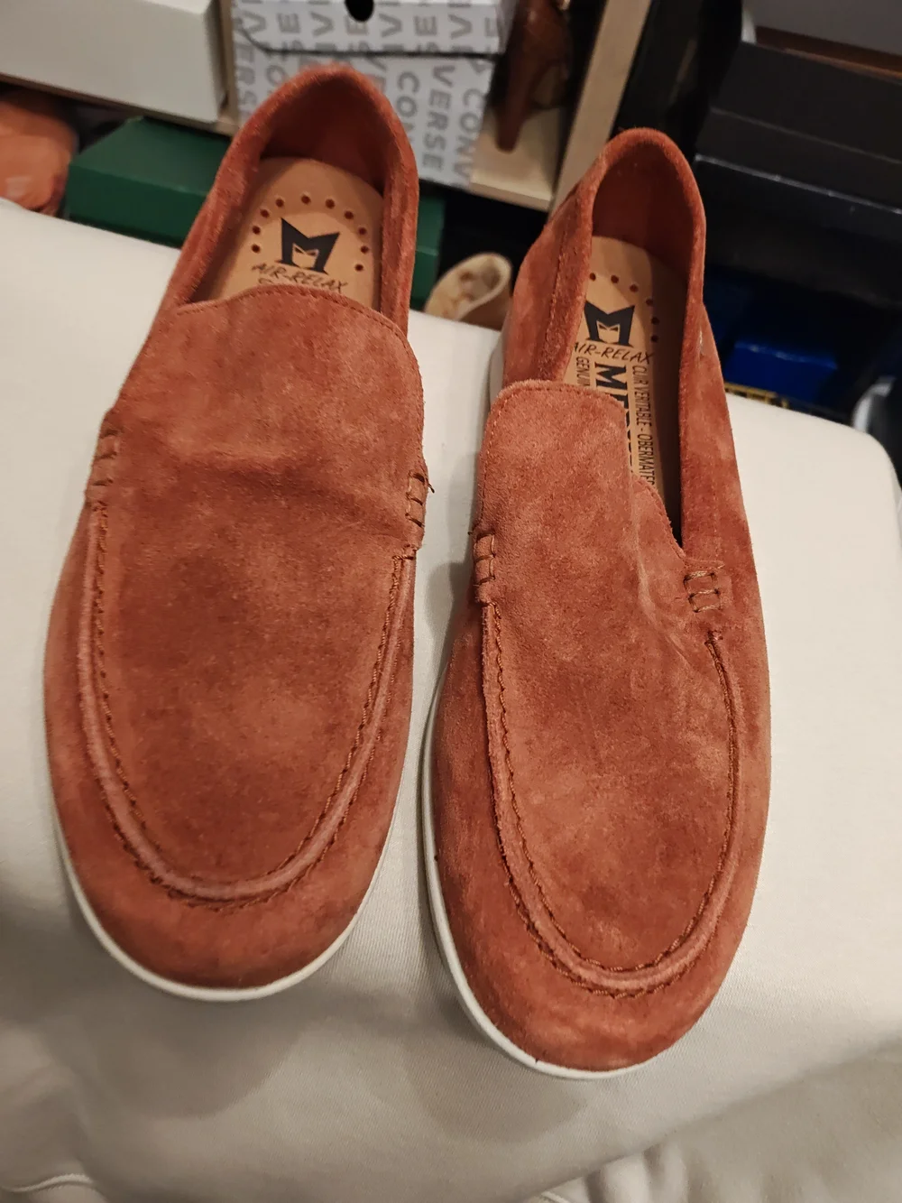 Mephisto Men's Suede Slip-On Loafers in Rust Orange 8